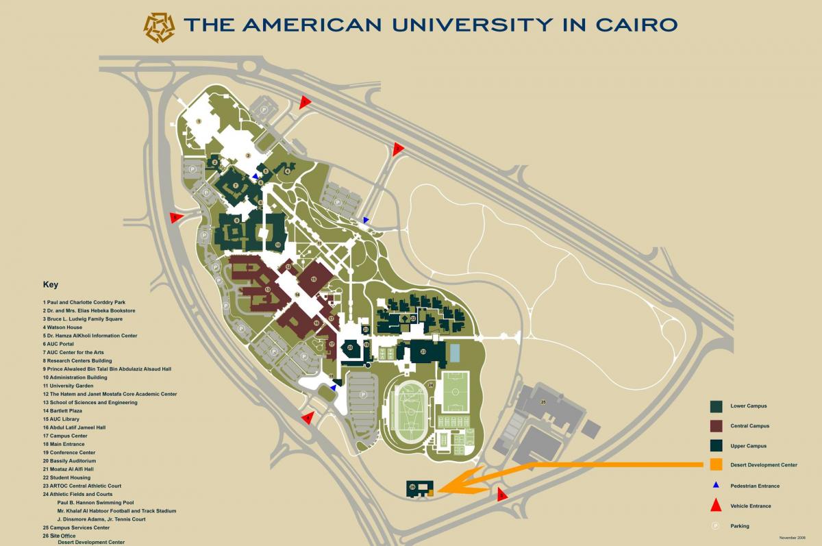 Kaart van auc nuwe kaïro kampus