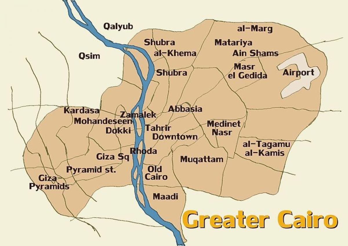 Kaart van kaïro en omliggende gebiede