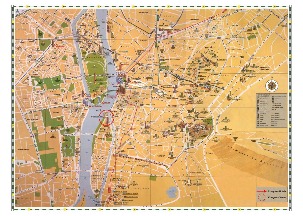 kaïro toeriste-aantreklikhede kaart